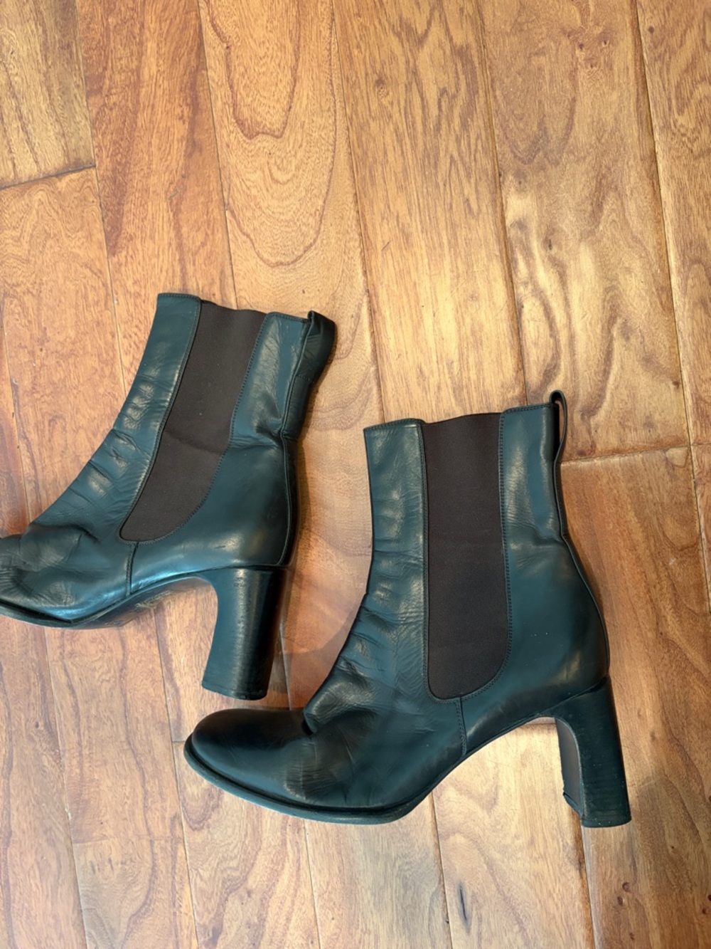 Authentic Gucci Vintage Brown Leather High Ankle Heeled Chelsea Boots Size 39.5 - Picture 6 of 11